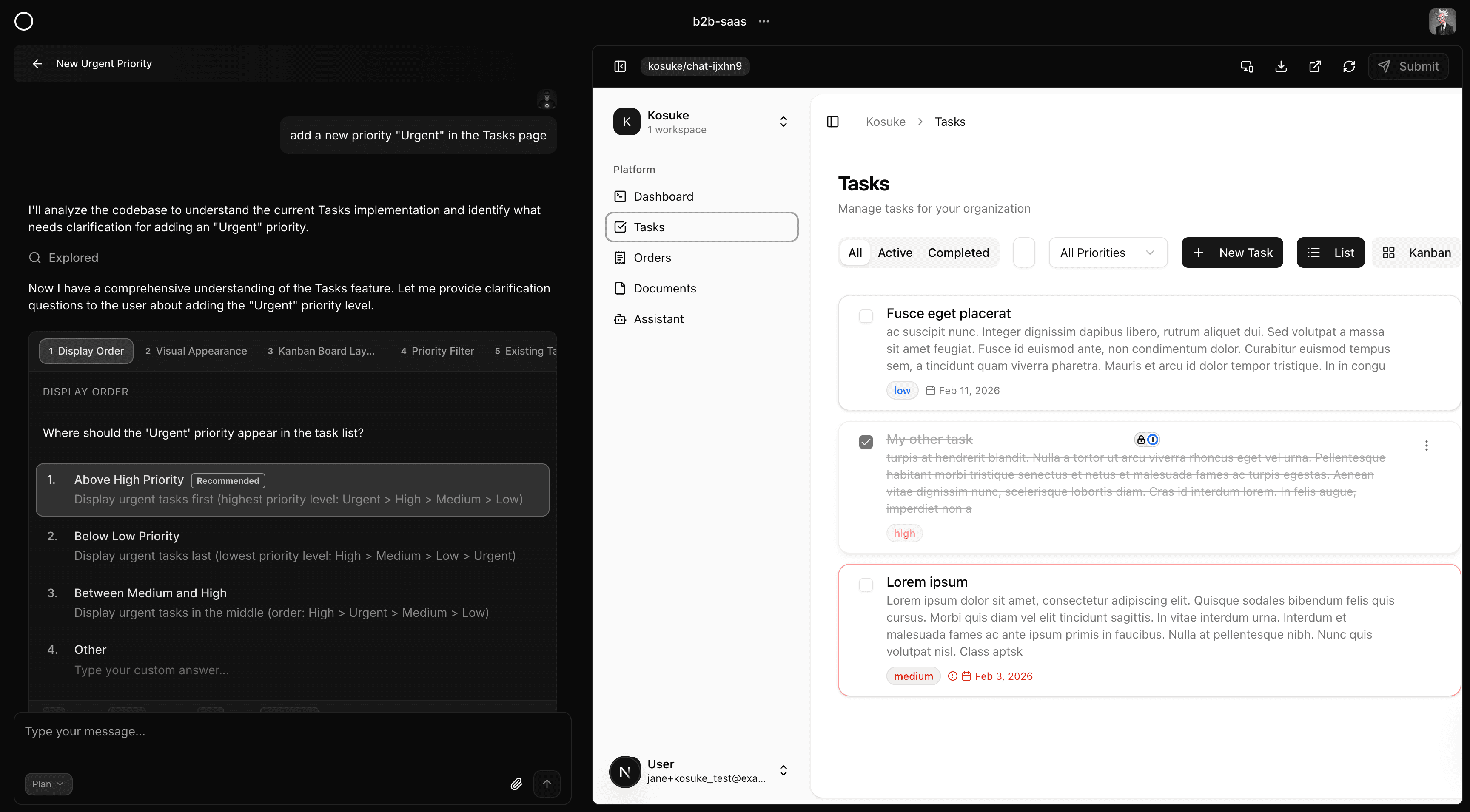 Kosuke Platform Dashboard